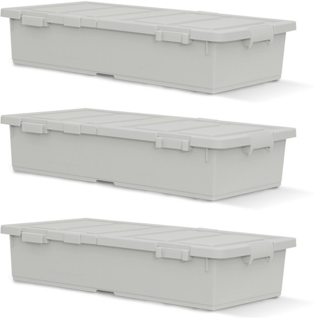 라이피스트 국내 제조 트레인 언더베드 리빙박스, 라이트그레이, 3개