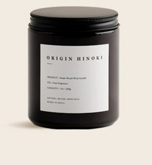 메르시앤코 포즈 우드심지 캔들, 오리진히노키, 200g, 1개