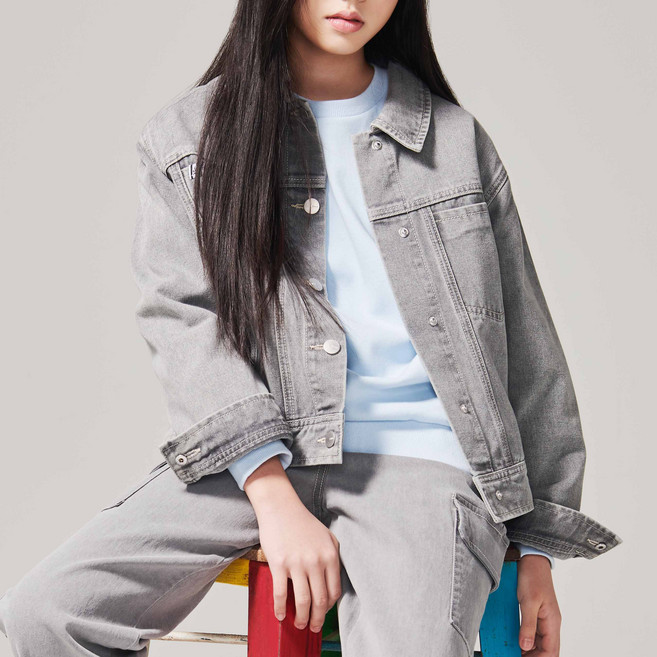 제이씨비 여아용 크롭그레이 데님점퍼 T141