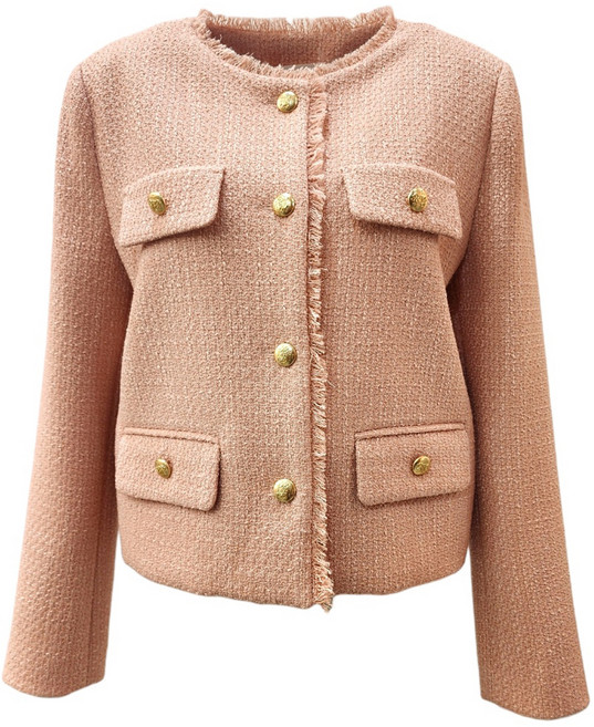 BURU N JUDY 女款流蘇翻蓋粗花呢夾克 BQCJK008P