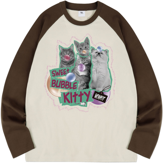 벤힛 버블키티 레글런 롱 슬리브 통기성 긴팔 티셔츠