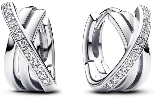 판도라 여성용 크로스오버 파베 후프 이어링 293150C01 +쇼핑백+메시지카드+품질보증서(백화점A/S)