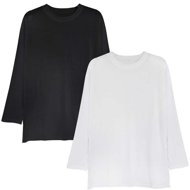 잘빠진 여성용 긴팔 레이어드 티셔츠 2p