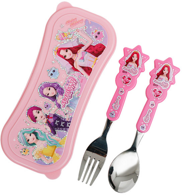 시크릿쥬쥬 스푼 포크 케이스 세트 PR004, 별의보석, 1개, 스푼 + 포크 + 케이스