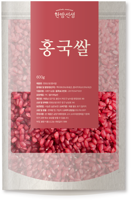 한방선생 홍국쌀 특품, 600g, 1개