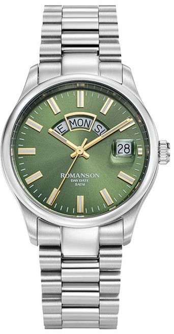 ROMANSON 男士 Actius Day-Date 首爾錶盤金屬腕錶 RWTMFM3BF007 + 禮品包裝組