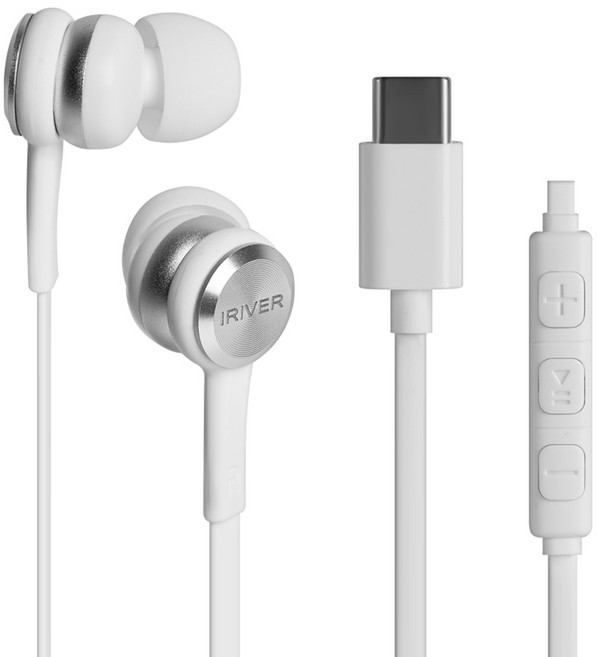 아이리버 C타입 커널형 줄꼬임방지 플랫 케이블 이어폰, ICP-XC370i, 화이트