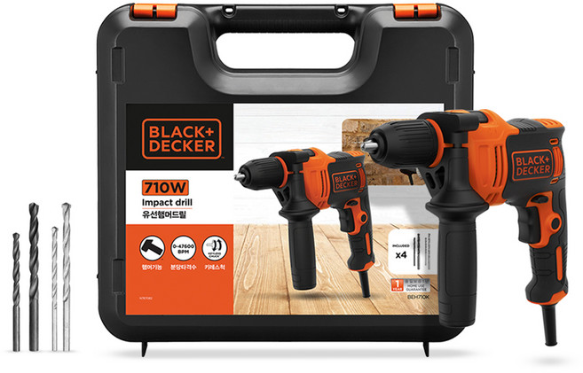 블랙앤데커 710W 햄머드릴 BEH710K, 1개
