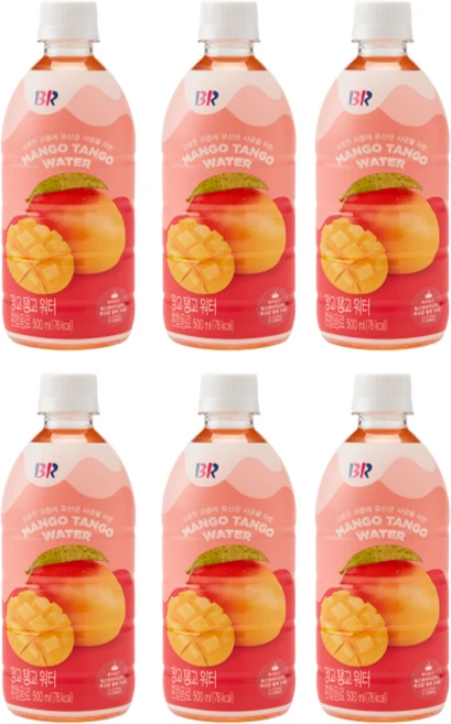 배스킨라빈스 망고 탱고 과즙워터, 500ml, 6개 - 쿠팡