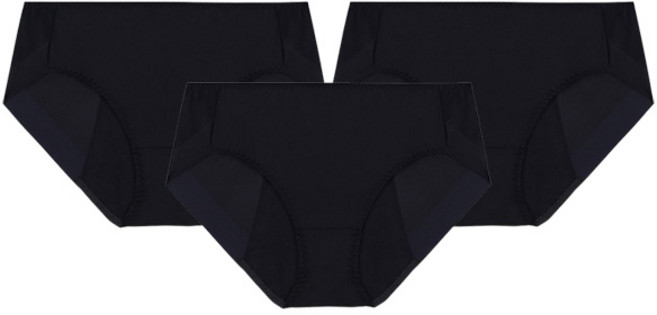 MULANG RUSE 女性用無痕裸感生理褲 3件組, 黑色