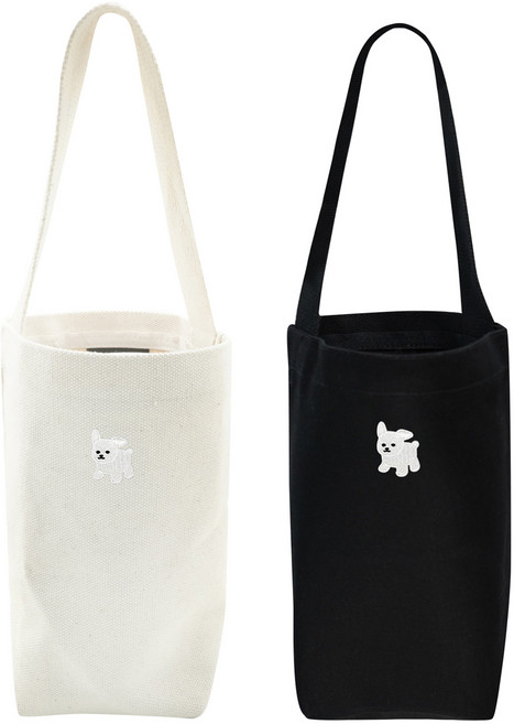 옥스타 남녀공용 텀블러 미니가방 말티즈 베이직 면 에코백 2종 세트