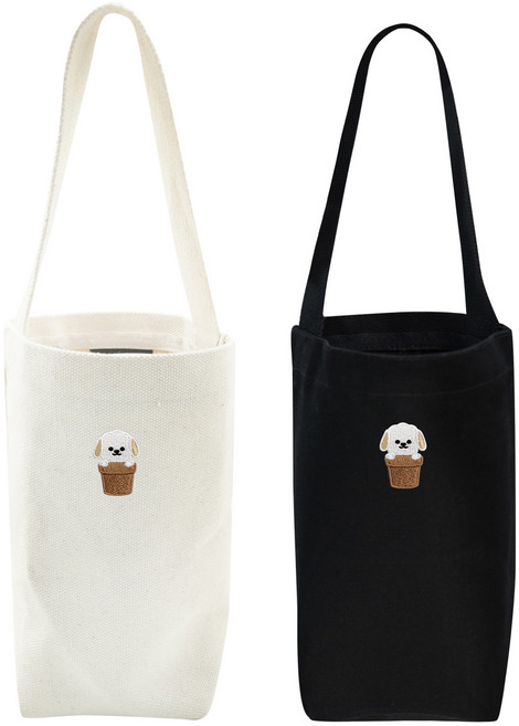 옥스타 남녀공용 텀블러 미니가방 헬로멍 베이직 면 에코백 2종 세트