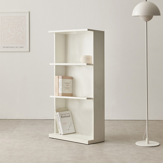 비앙스 슬림 디자인 인테리어 책장 500 방문설치, 크림화이트, 3단