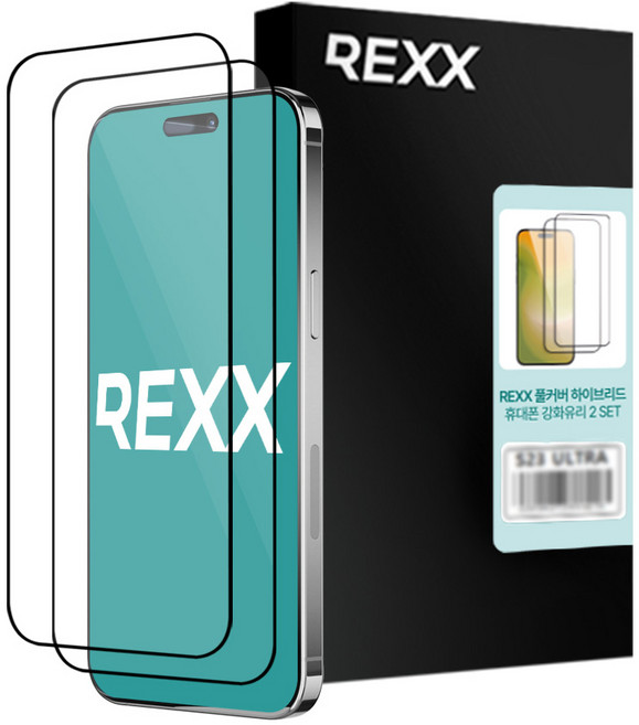 렉스 케이스 호환형 풀커버 강화유리 휴대폰 액정보호필름 2P, 1세트