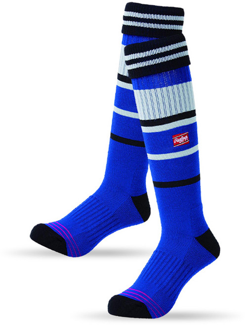 롤링스 베이스볼 롱 양말 양쪽 세트 AAS9F01, 블루 + 블랙