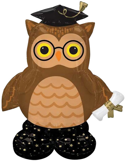 아나그램 은박 스탠딩 에어벌룬 졸업 부엉이, 혼합색상, 1개