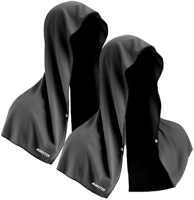 몬스터 쿨링 후드 타월 60 x 29 cm, 블랙, 2개