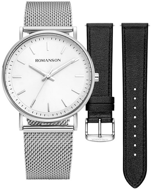 ROMANSON 女款 R 纖薄圓形手錶 S 37mm RWRMUL3BF016WHWH0 + 禮品包裝 + 購物袋組