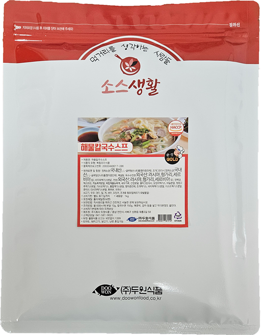 소스생활 해물칼국수 스프, 1개, 1kg