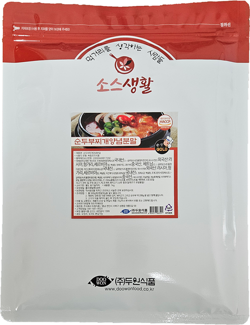 두원식품 순두부찌개양념 분말, 1개, 1kg