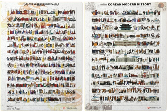 퍼즐갤러리 조선왕조실록 판퍼즐 300피스 + 대한민국 근대사 판퍼즐 300피스 세트, 1세트