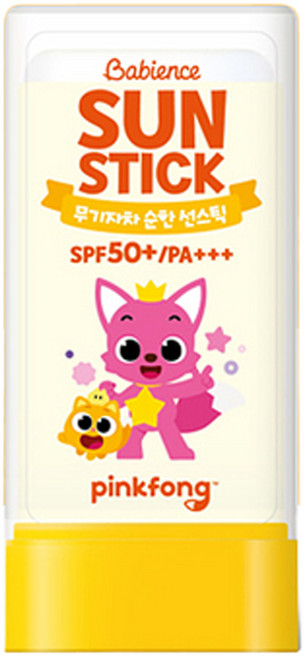 베비언스 유아용 핑크퐁 무기자차 선스틱 SPF50+ PA+++, 1개