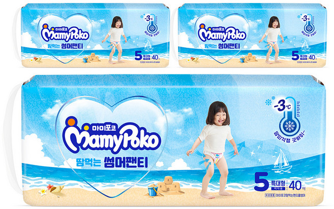 마미포코 땀먹는 썸머팬티 기저귀 여아용, 5단계, 120매