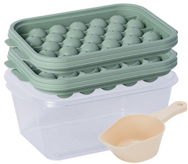 나누담 미니 아이스볼 27구 얼음트레이 2p + 얼음보관통 + 스쿱, 민트, 1세트