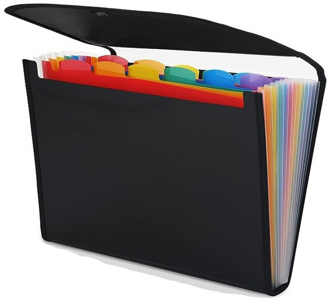 로타 라벨뷰 13포켓 레인보우 아코디언 파일 휴대형, 블랙, 1개