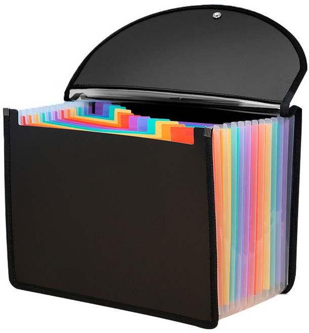 로타 라벨뷰 13포켓 레인보우 아코디언 파일 덮개형, 블랙, 1개