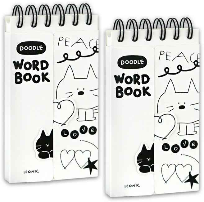 아이코닉 두들 단어장 수첩 81매, 01 White, 2세트