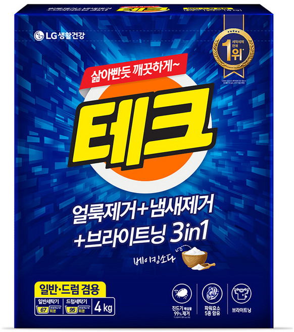 테크 3in1 분말세제 본품, 4kg, 1개