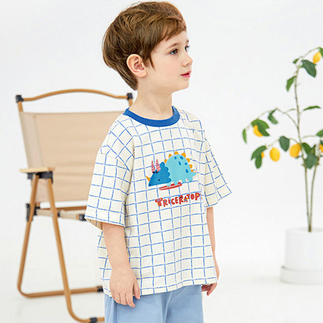 월튼키즈 아동용 다이노 체크 티셔츠