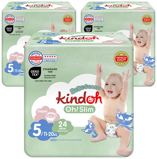 킨도 프리미엄 오슬림 베베가드 밴드형 유아용 기저귀, 5단계, 72매