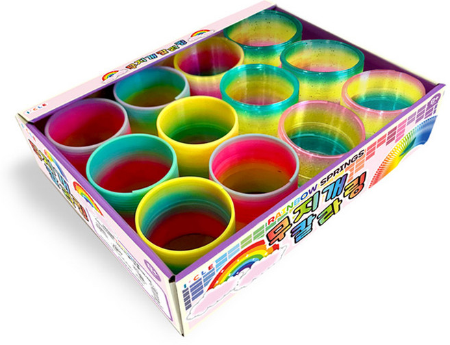 아이끌레 무지개 칼라링 스프링 장난감 소형 12p, 혼합색상, 1세트