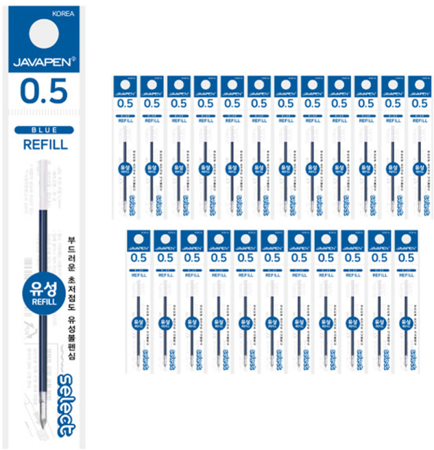자바펜 셀렉트 유성 리필심 0.5mm, 파랑, 24개