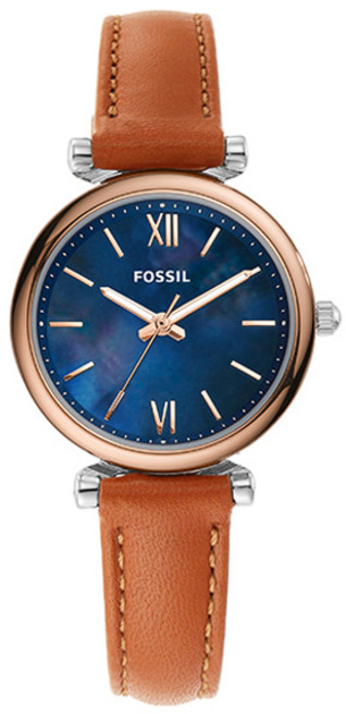 FOSSIL 女款 Carline Mini 皮革手錶 ES4701 + 禮盒組
