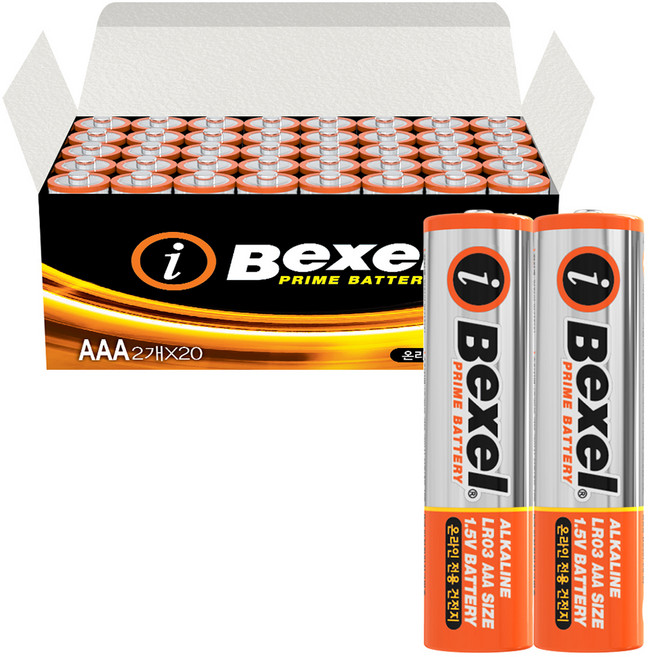 벡셀 아이프라임 알카라인 건전지 AAA, 40개입, 1개