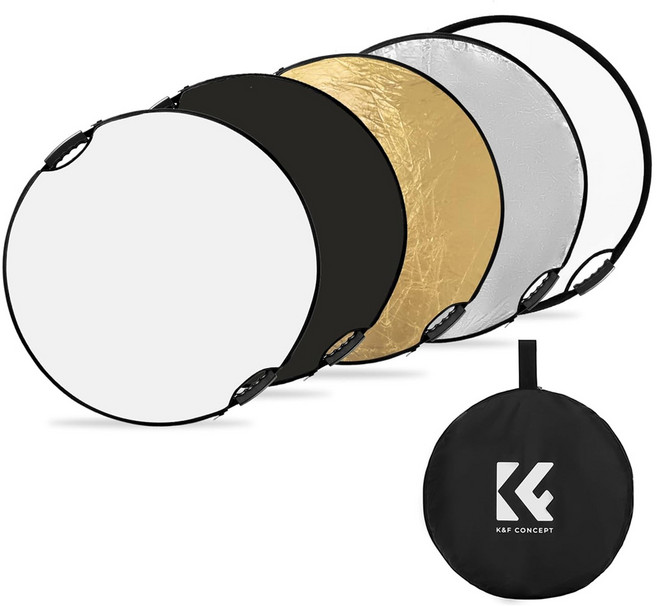 케이앤에프컨셉 블랙 화이트 골드 실버 불투명 5 in 1 반사판 세트, 60cm, 1세트