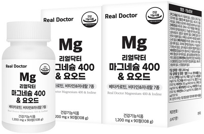 리얼닥터 마그네슘 400 & 요오드 108g, 90정, 2개