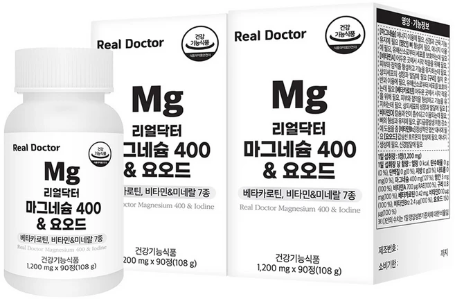 리얼닥터 마그네슘 400 & 요오드 108g, 90정, 2개 - 쿠팡