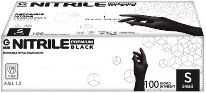 지클럽 프리미엄 고중량 니트릴 장갑 100p, 블랙, 소(S), 1개