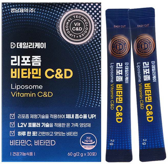 경남제약 데일리케이 리포좀 비타민C&D 30포, 60g, 1개