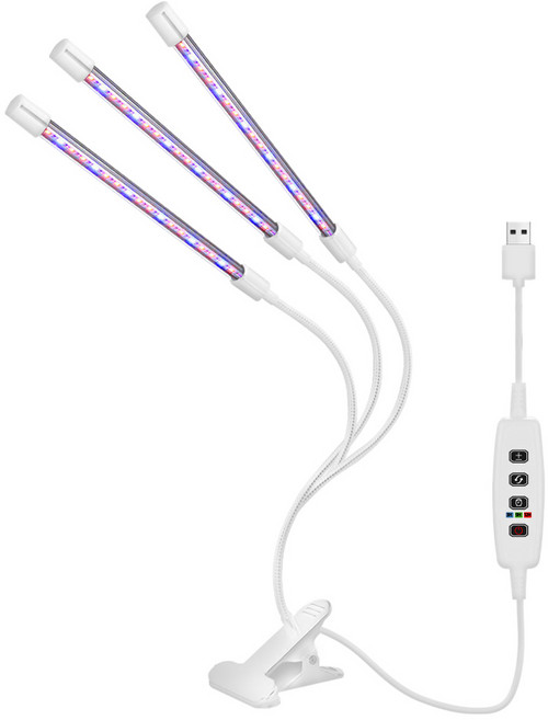 루아즈 LED 식물 성장 생장등 조명 화이트바디 3컬러 18W 3헤드, 레드+블루+퍼플, 1개