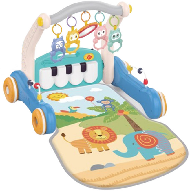 하늘썬별 유아용 2 in 1 휠 피아노 체육관 걸음마보조기, 블루, 1개