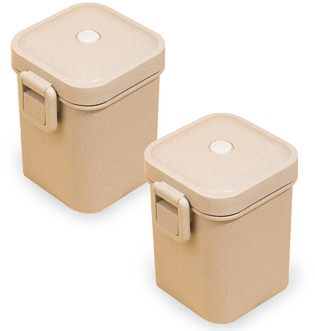 크림 밀짚 도시락 보온병 600ml, 혼합색상, 2개