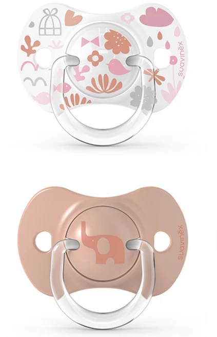 스와비넥스 유아용 메모리즈 일자형 실리콘 노리개젖꼭지 2종 세트, 2단계(6개월이상), 오렌지, 1세트 - 쿠팡