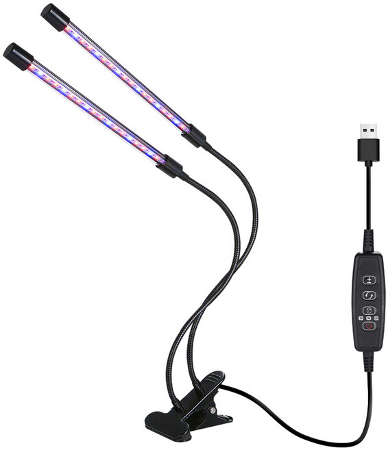 루아즈 LED 식물 성장 생장등 조명 블랙바디 3컬러 레드 + 블루 + 퍼플 2헤드 6~18W, 기타색, 1개