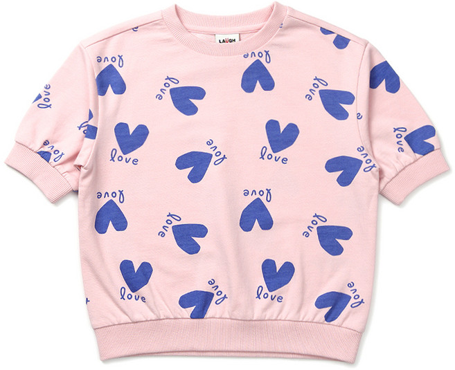 래핑차일드 아동용 하트 올오버 퍼프 맨투맨