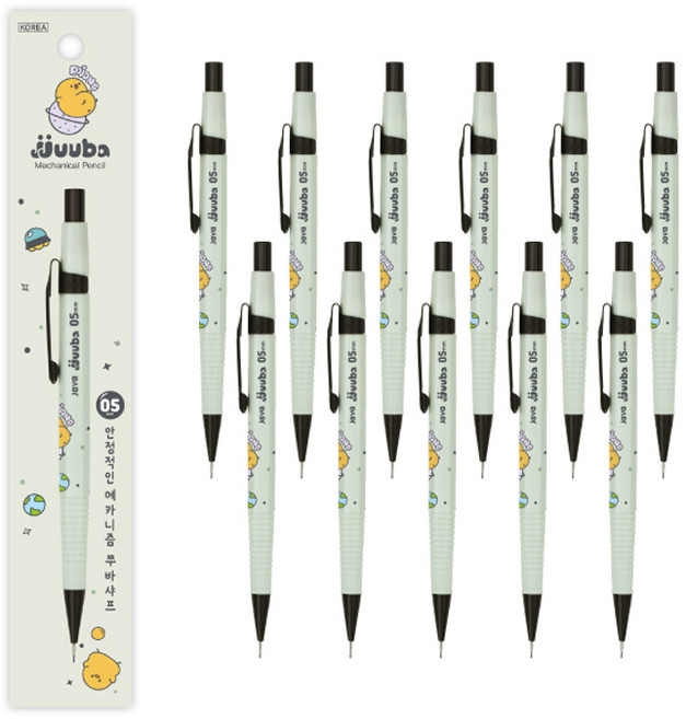 자바펜 쭈바프렌즈 쭈바어스 샤프 삐옹이 그린, 0.5mm, 12개